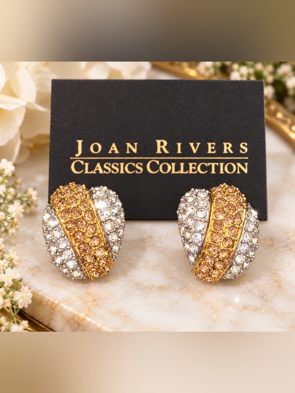 Vintage Joan Rivers Classics Collection Rhinestone Statement Earrings
